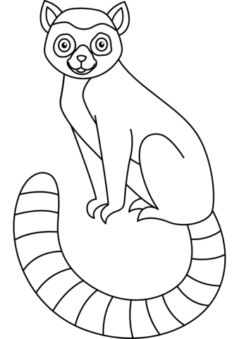 Cartoon Lemur Coloring Page